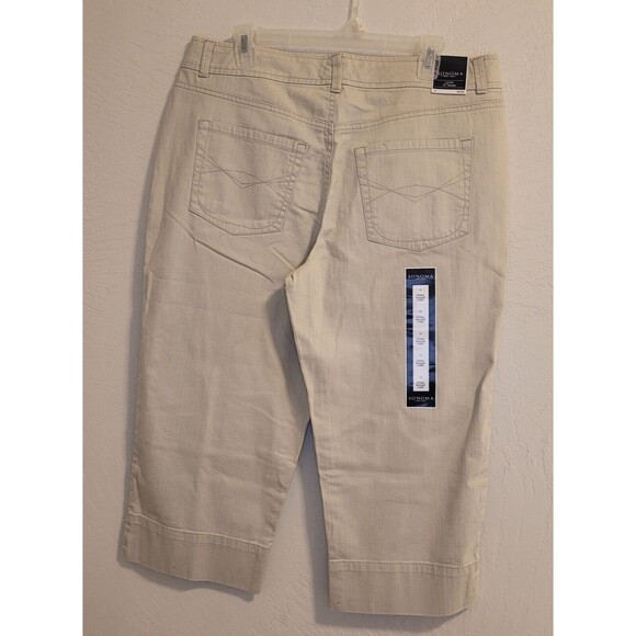 SONOMA Woman's Life + Style Size 14 Capris 5 Pocket Stretch Beige Pants NWT - Picture 5 of 8